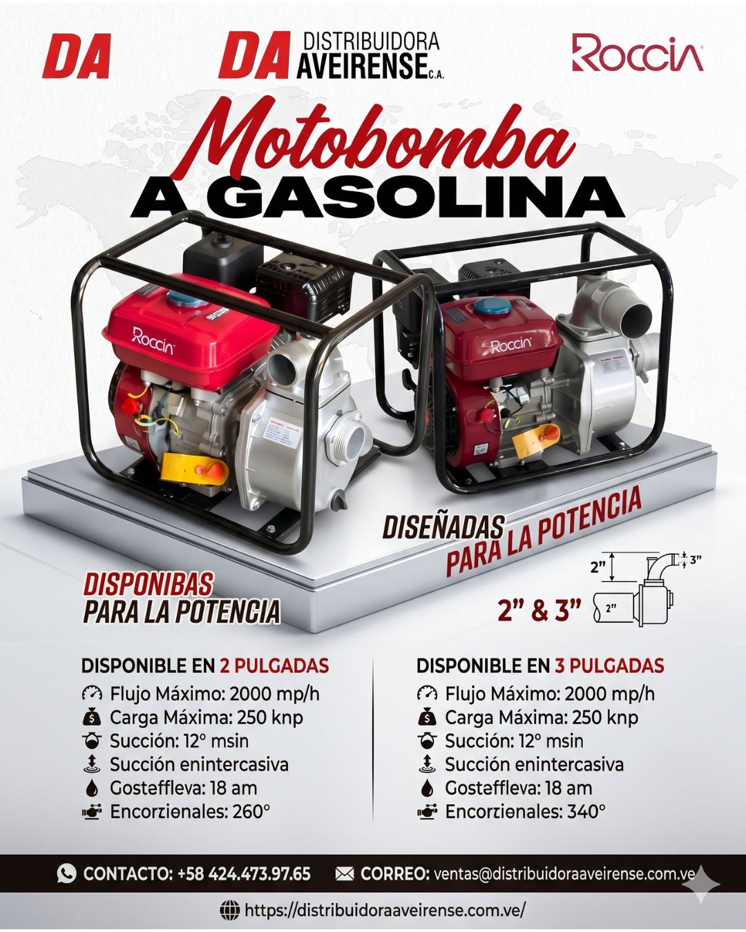 ⛽🌊 Motobombas de Agua a Gasolina Rocca | Distribuidora Aveirense DA 💧💪