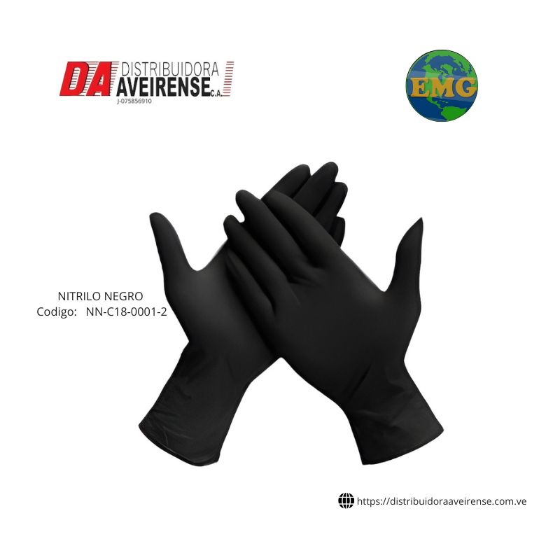 Guante NITRILO NEGRO Talla M., 100 Manos 