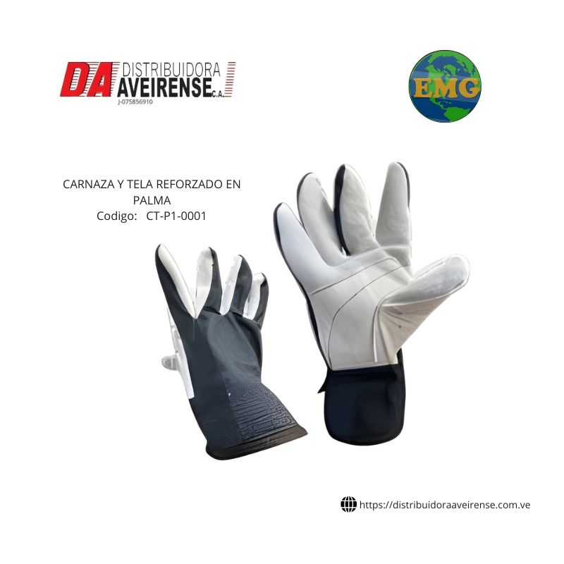 Guante CARNAZA Y TELA REFORZADO EN PALMA.