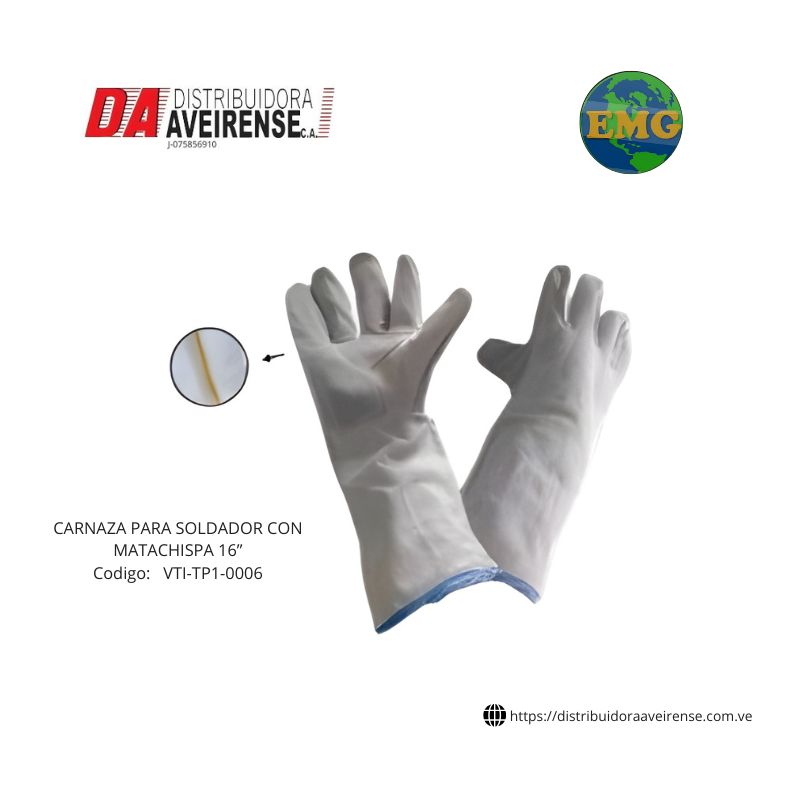 Guante CARNAZA PARA SOLDADOR CON MATACHISPA 16”.