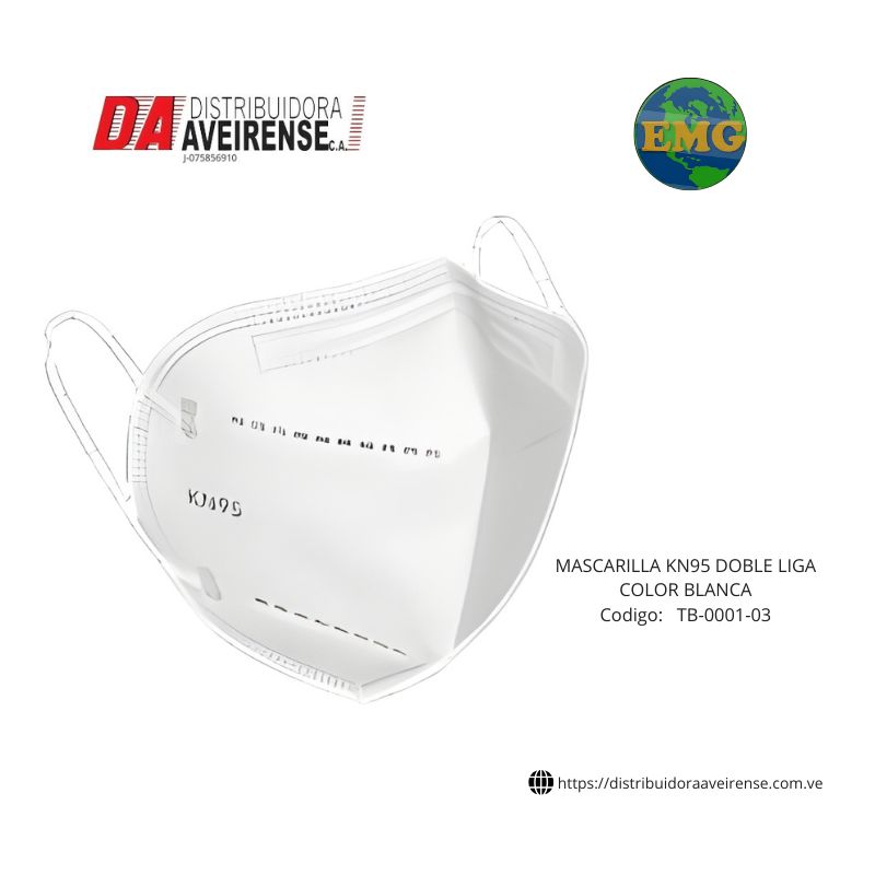 Tapaboca MASCARILLA KN95 DOBLE LIGA COLOR BLANCA. precio por unidad caja de 10 unidades 
