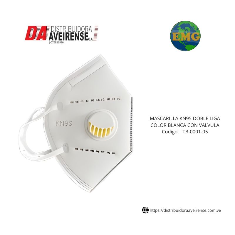 Tapaboca MASCARILLA KN95 DOBLE LIGA COLOR BLANCA CON VALVULA (Preguntar Disponibilidad).