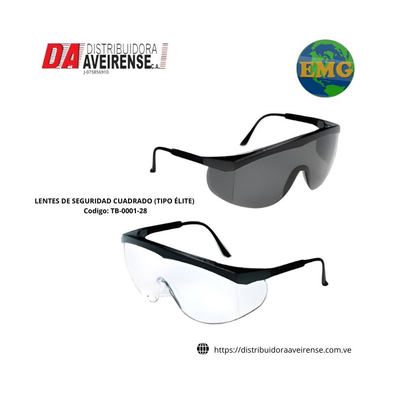 LENTES DE SEGURIDAD CUADRADO (TIPO ÉLITE). ANSI Z 87.01  PATAS AJUSTABLES