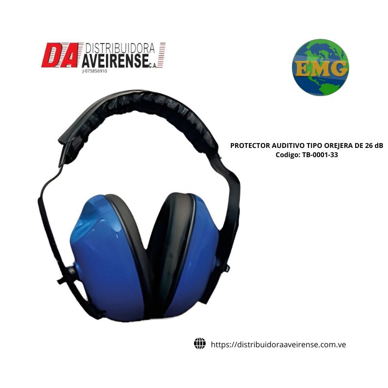 PROTECTOR AUDITIVO TIPO OREJERA DE 26 dB.