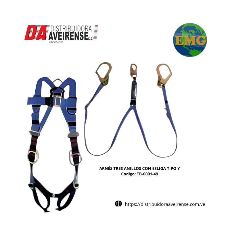 ARNÉS TRES ANILLOS CON ESLIGA TIPO Y. CERTIFICADO 130-310 LIBRAS  SERIE PROFICIONAL