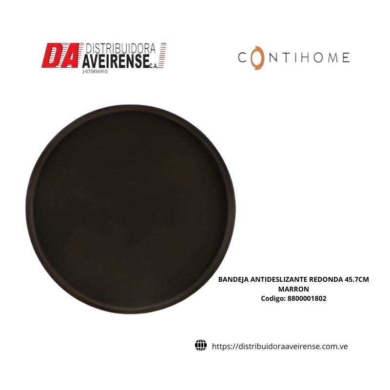 BANDEJA ANTIDESLIZANTE REDONDA 45.7CM MARRON CHPBA-1802.