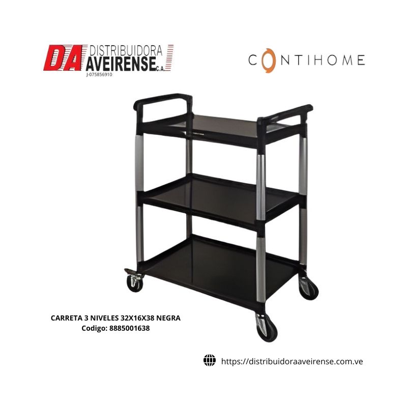 CARRETA 3 NIVELES 32X16X38 NEGRA.