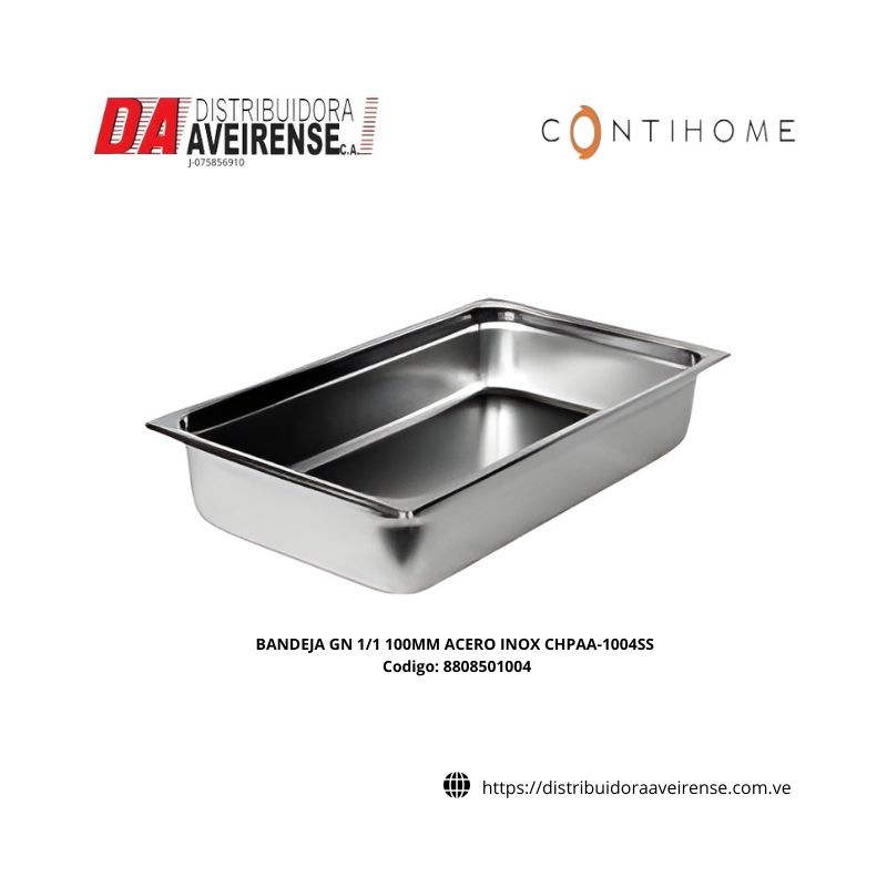 BANDEJA GN 1/1 100MM ACERO INOX CHPAA-1004SS.