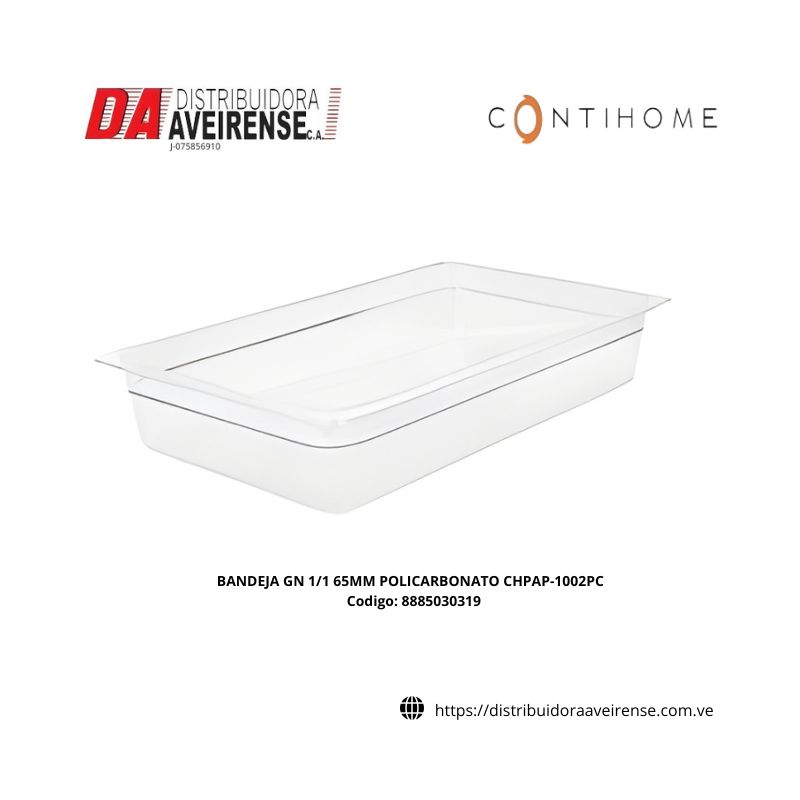 BANDEJA GN 1/1 65MM POLICARBONATO CHPAP-1002PC.