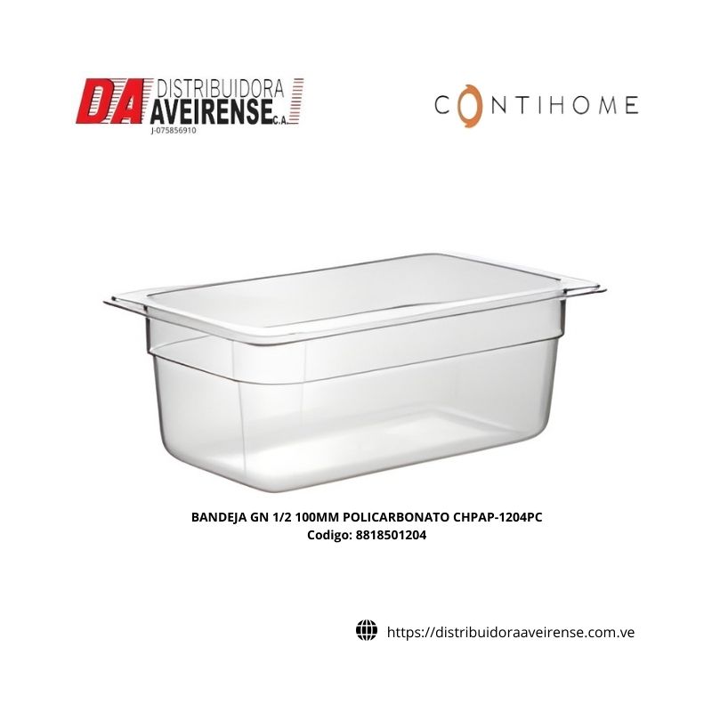 BANDEJA GN 1/2 100MM POLICARBONATO CHPAP-1204PC.