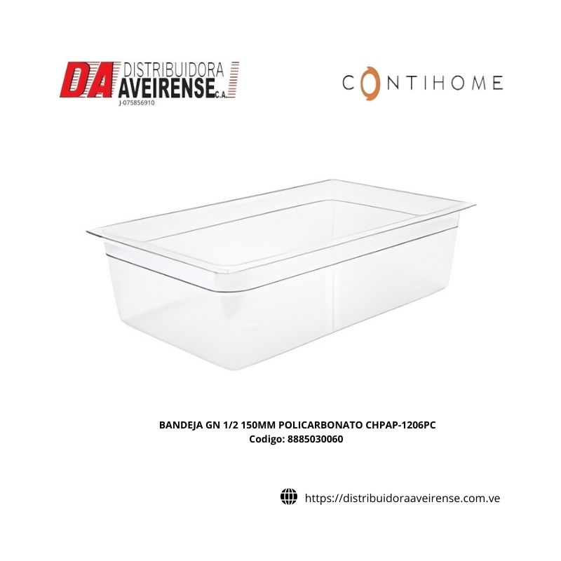 BANDEJA GN 1/2 150MM POLICARBONATO CHPAP-1206PC.