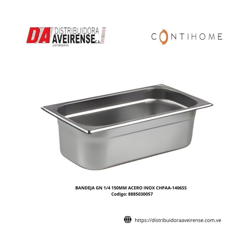 BANDEJA GN 1/4 150MM ACERO INOX CHPAA-1406SS.