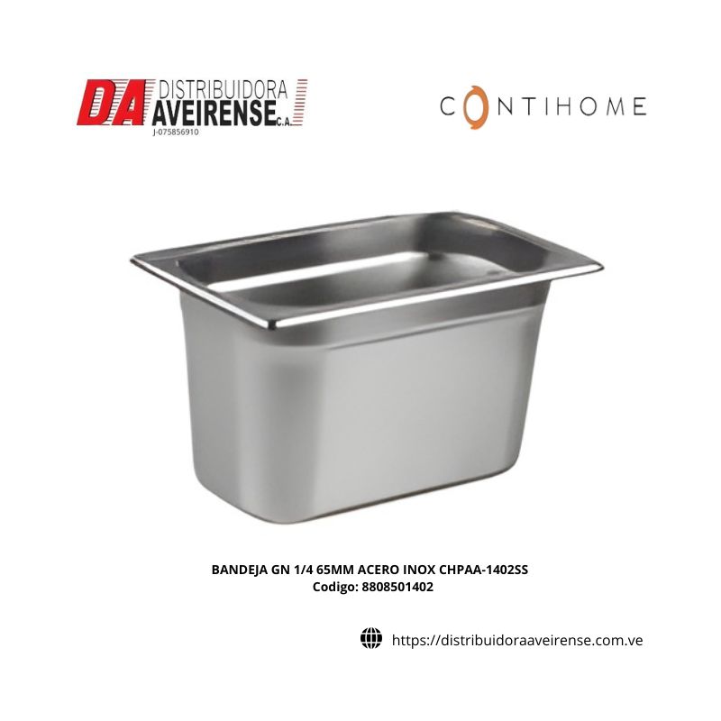 BANDEJA GN 1/4 65MM ACERO INOX CHPAA-1402SS.
