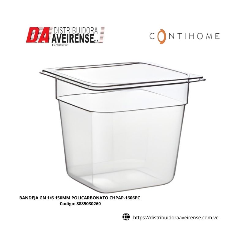 BANDEJA GN 1/6 150MM POLICARBONATO CHPAP-1606PC