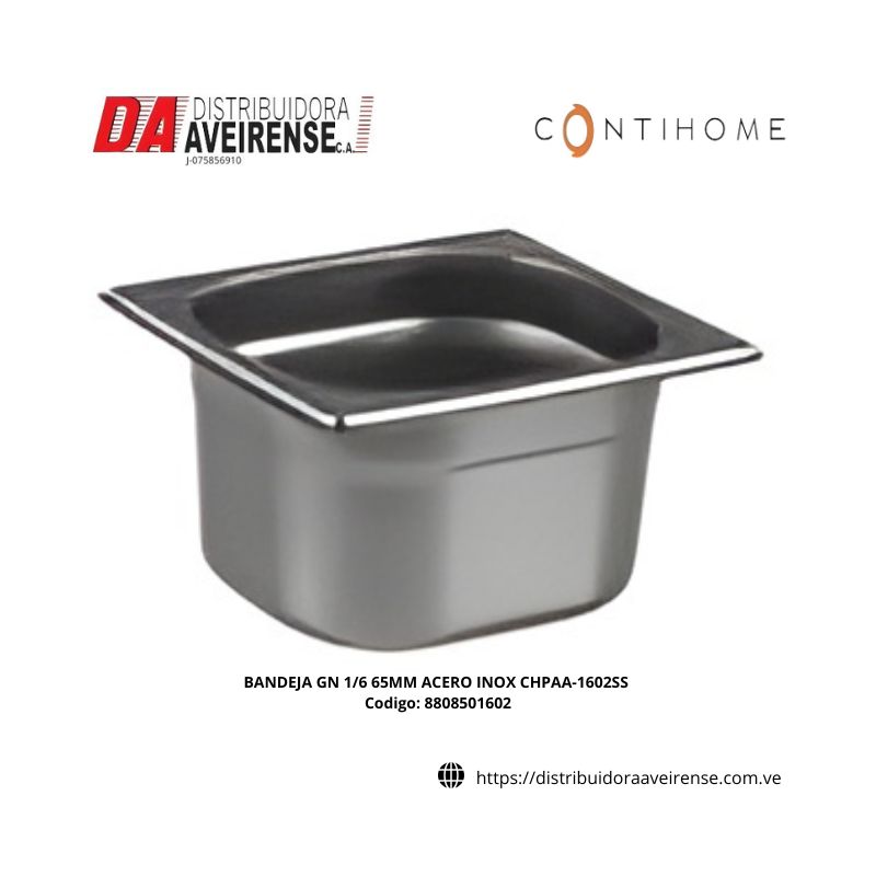 BANDEJA GN 1/6 65MM ACERO INOX CHPAA-1602SS.