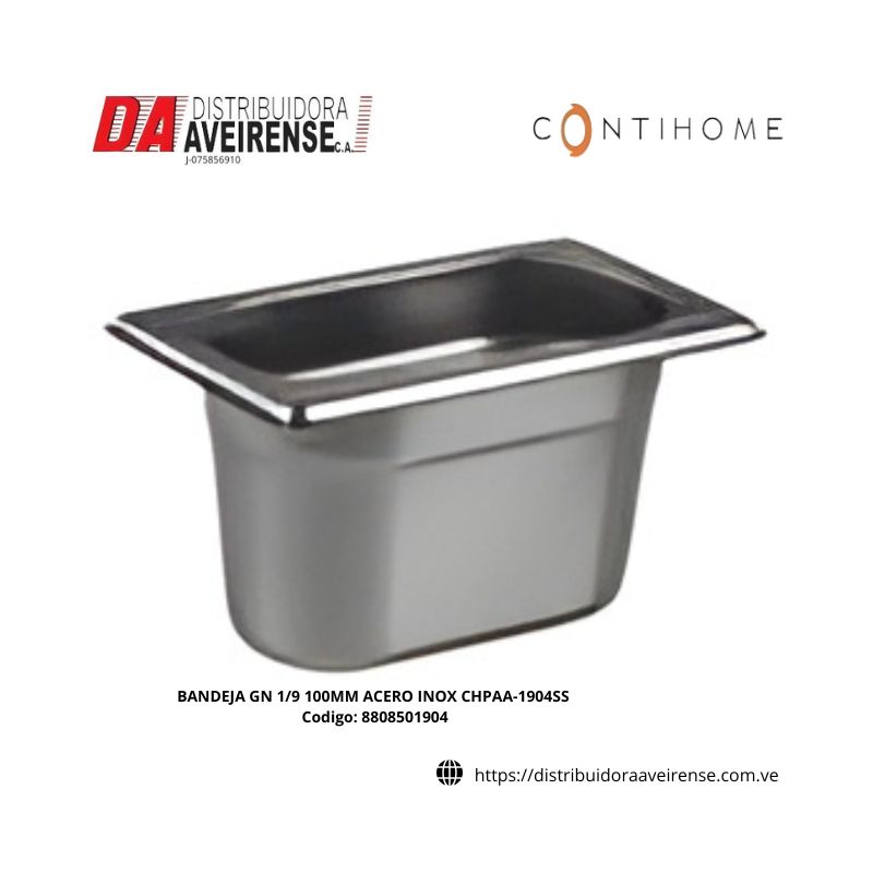 BANDEJA GN 1/9 100MM ACERO INOX CHPAA-1904SS.