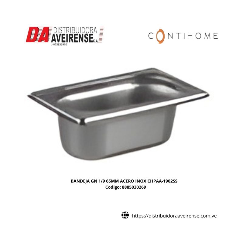 BANDEJA GN 1/9 65MM ACERO INOX CHPAA-1902SS.108x176 mm