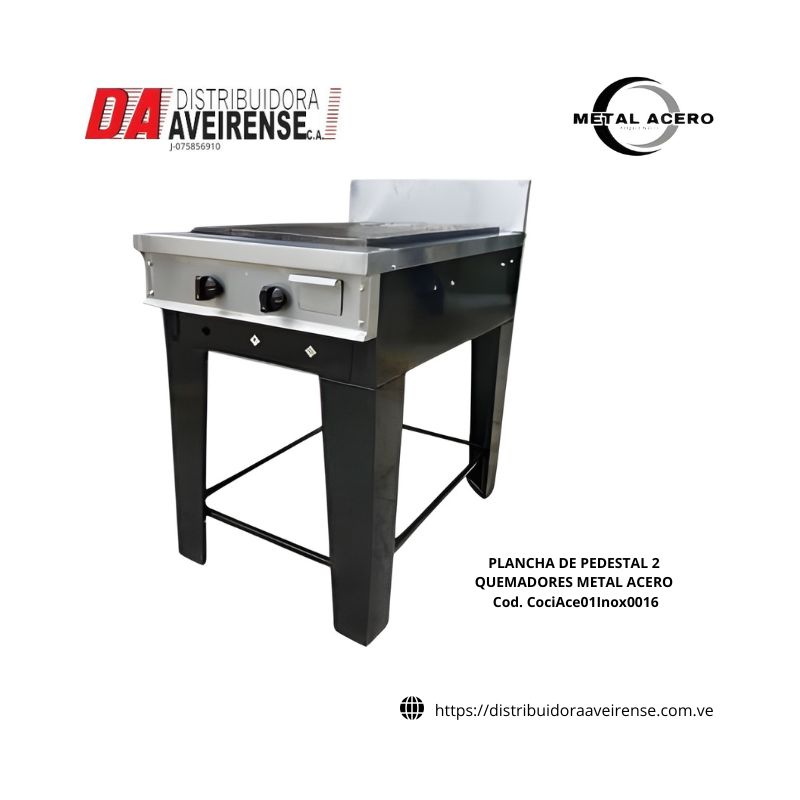 PLANCHA DE PEDESTAL 2 QUEMADORES tipo flauta en fundicion base en hierro , pintura martillada