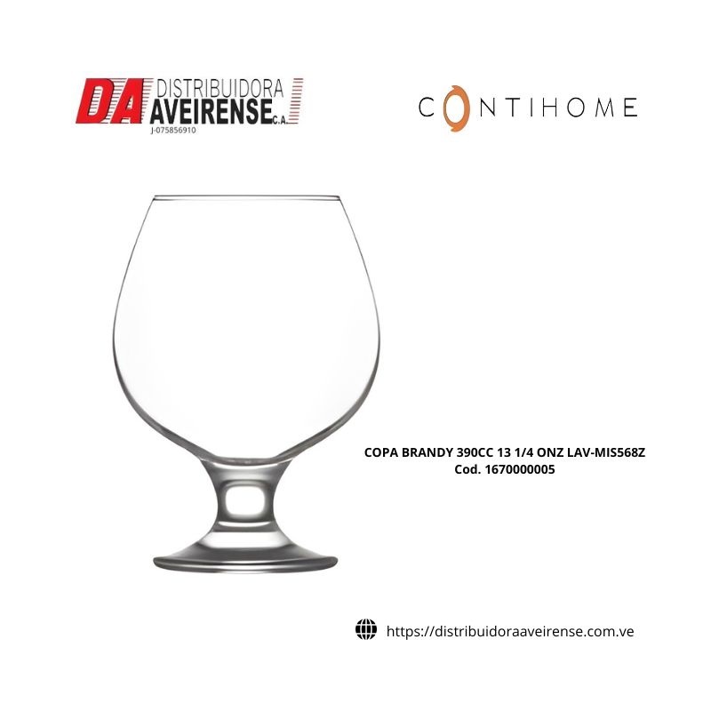 COPA BRANDY 390CC 13 1/4 ONZ LAV-MIS568Z., precio por unidad caja de 24 unidades 