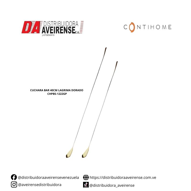 CUCHARA BAR 40CM LAGRIMA DORADO CHPBS-1222GP.