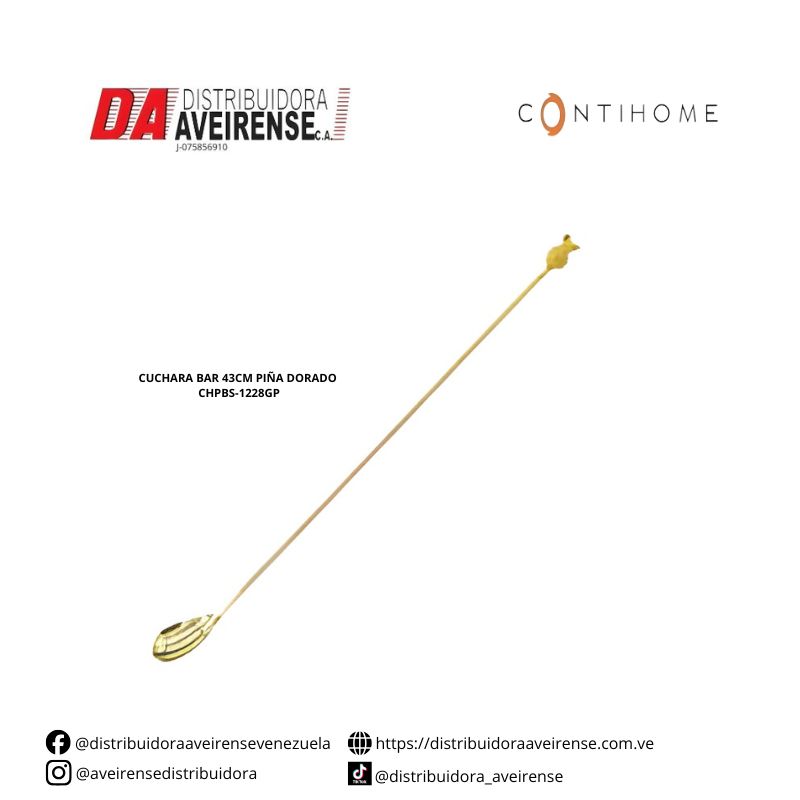 CUCHARA BAR 43CM PIÑA DORADO CHPBS-1228GP.