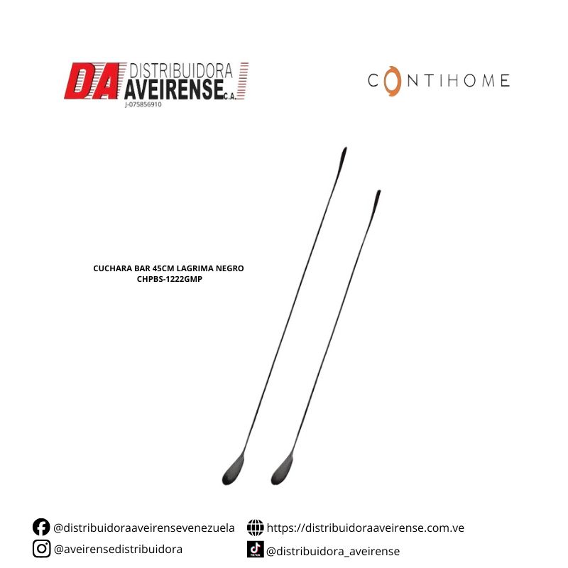 CUCHARA BAR 45CM LAGRIMA NEGRO CHPBS-1222GMP.