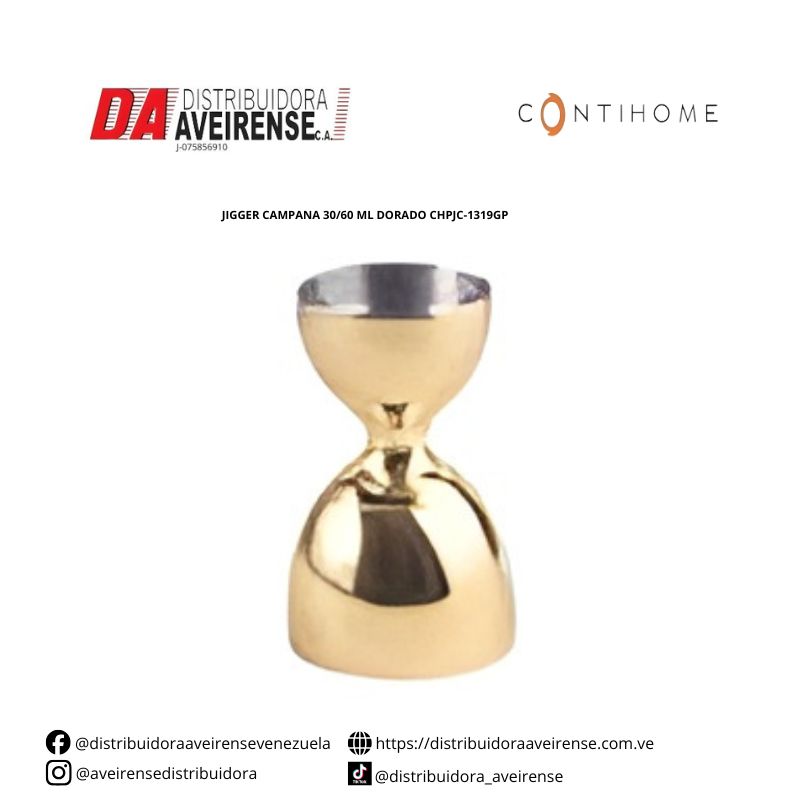 JIGGER CAMPANA 30/60 ML DORADO CHPJC-1319GP.