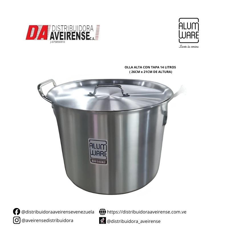 OLLA ALTA CON TAPA 14 LITROS ( 26CM x 21CM DE ALTURA)