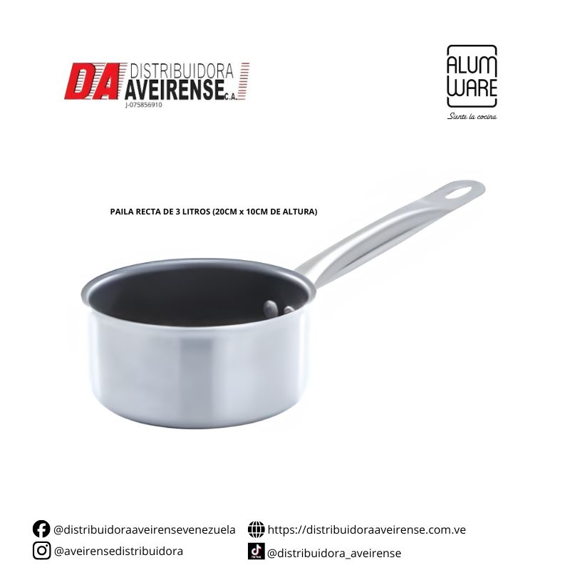 PAILA RECTA DE 3 LITROS (20CM x 10CM DE ALTURA).