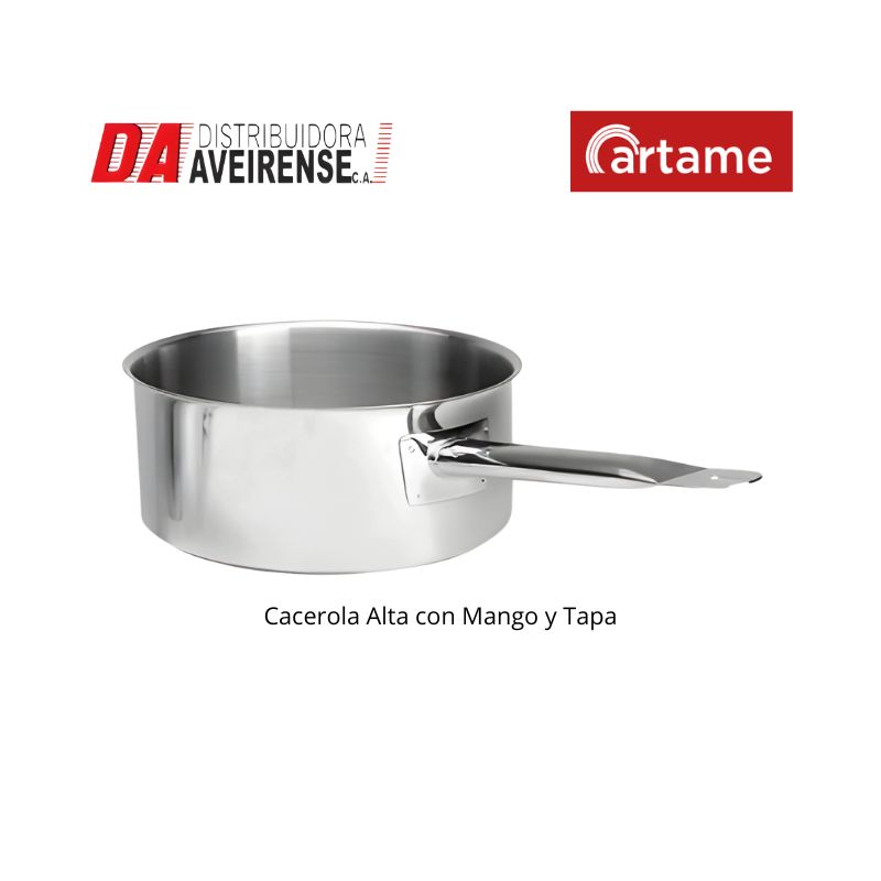 Cacerola Industrial Alta con Mango sin Tapa 18x8.