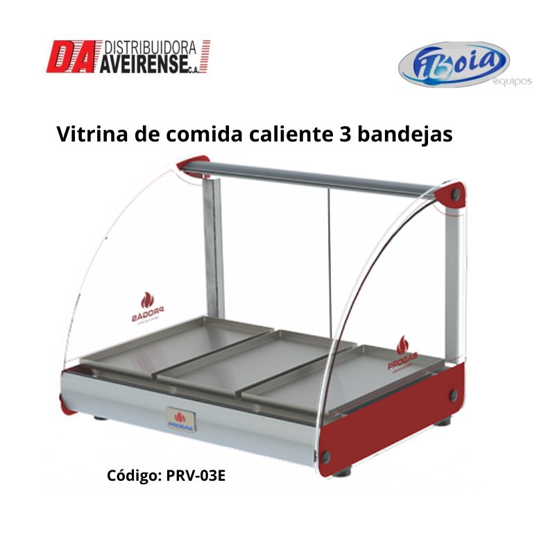 Vitrina de comida caliente 3 bandejas