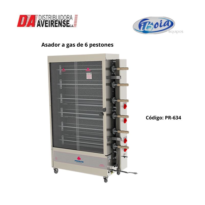 Asador a gas de 6 pestones