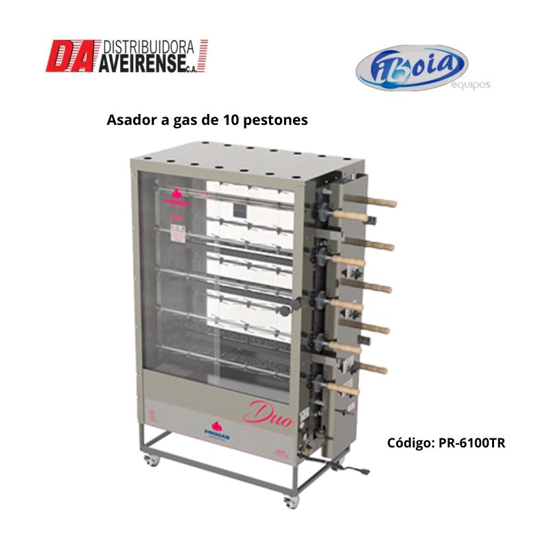 Asador a gas de 10 pestones