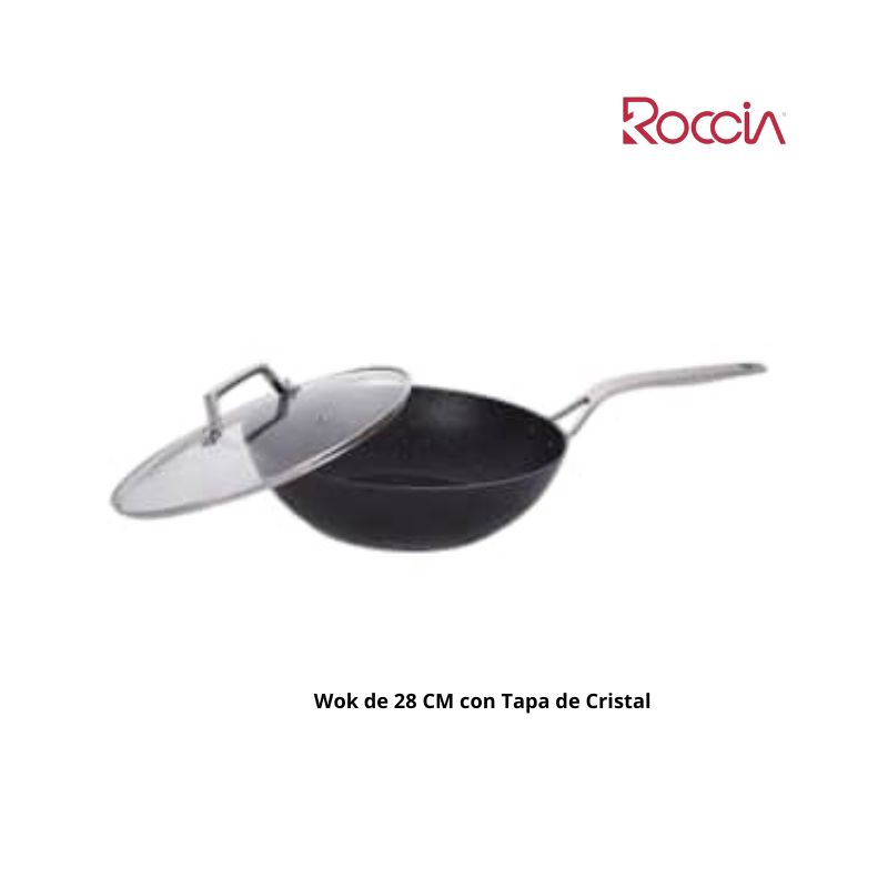 Wok de 28 CM con Tapa de Cristal